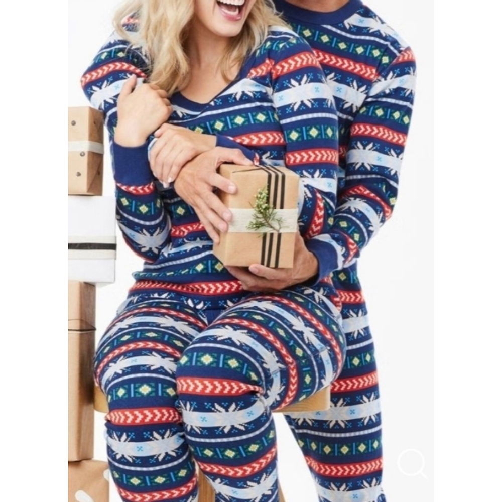 Women's Hanna Andersson Pajamas XXL Blue White Apres Ski Print
